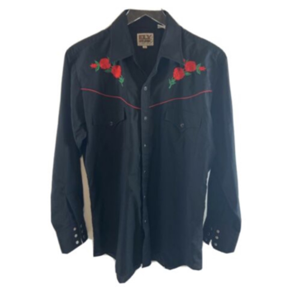 Ely Cattleman American Rose Embroidered Shirt
